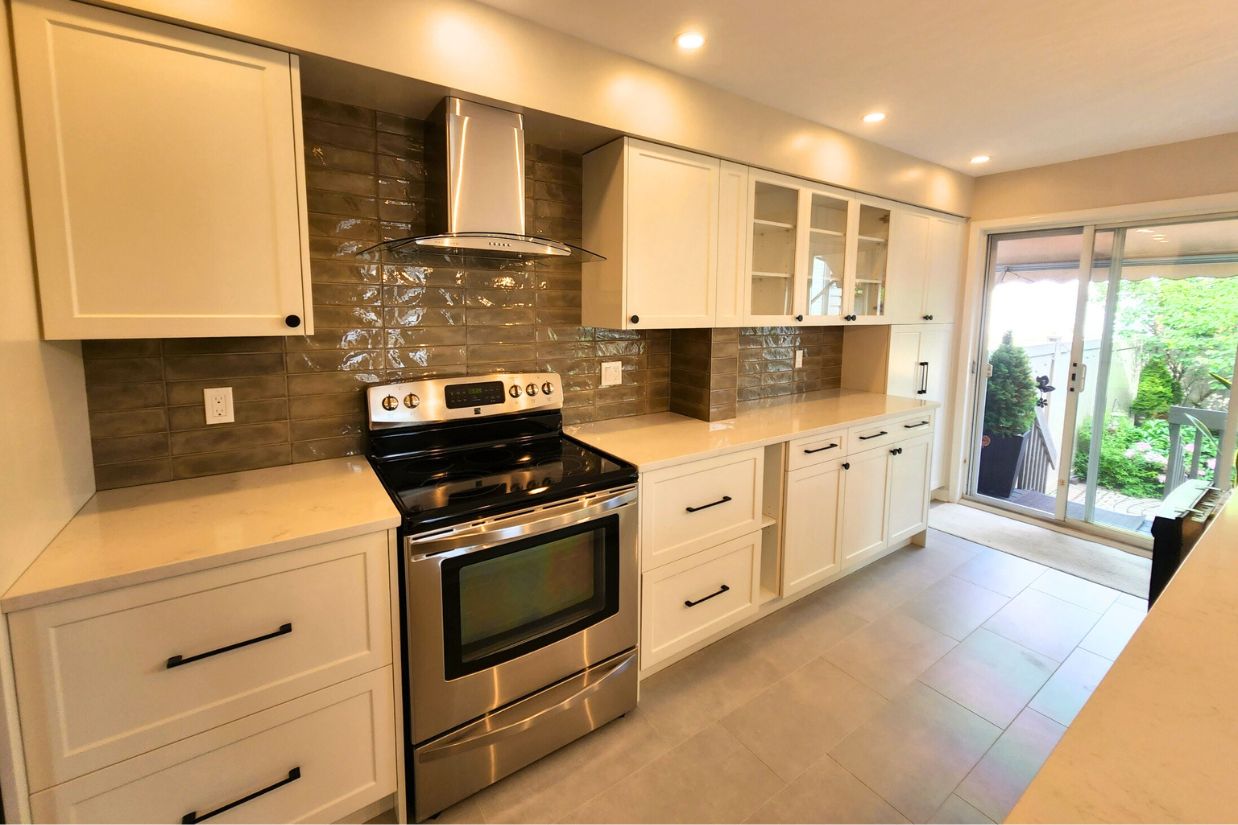 Inside of renovated white kitchen project in Ottawa.