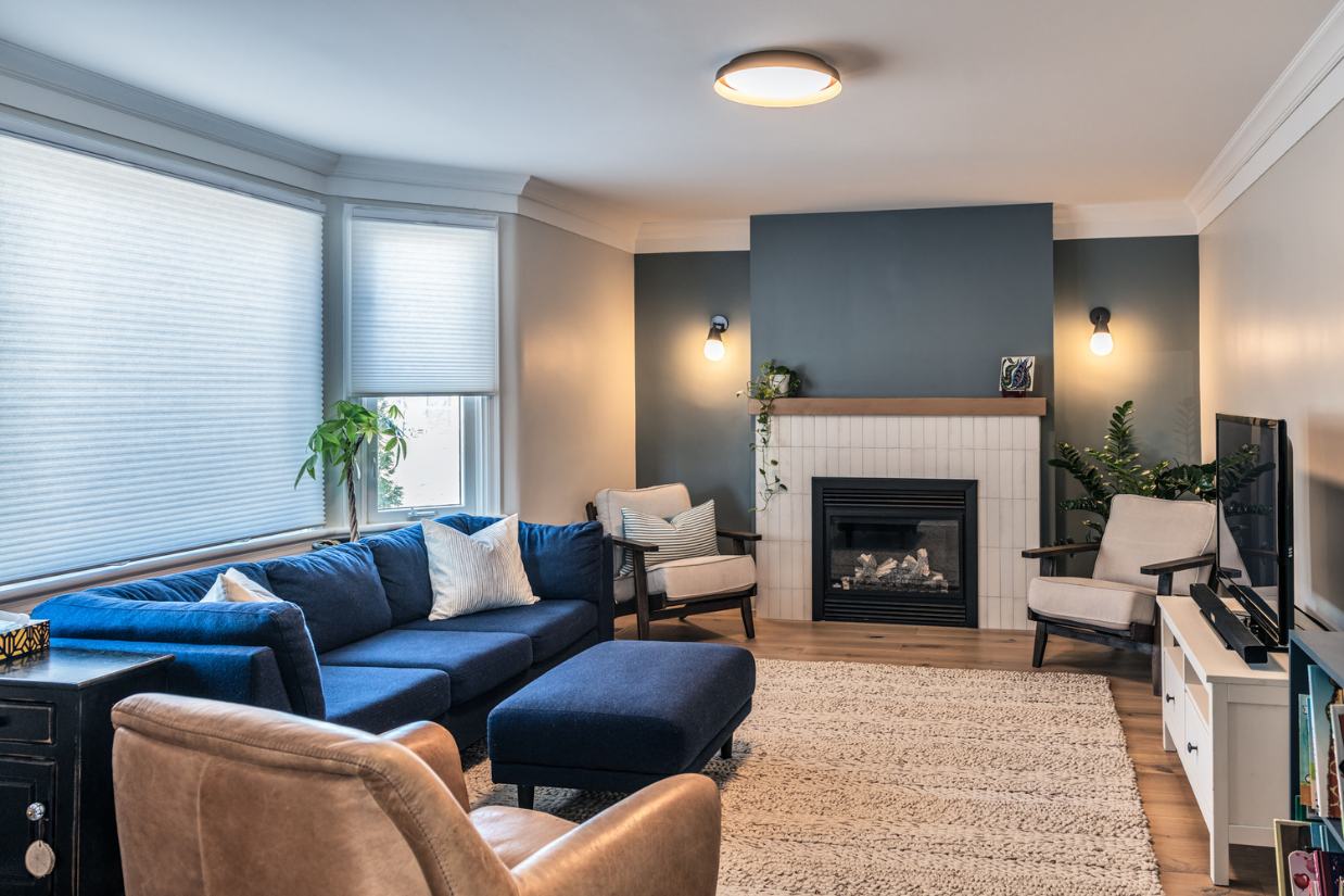 Remodeled fireplace in Westboro living room.