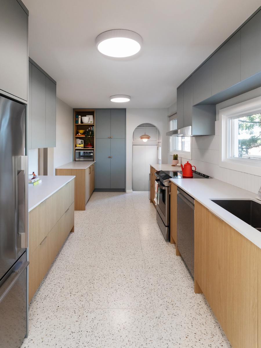 Shot down long renovated kitchen in central Ottawa.